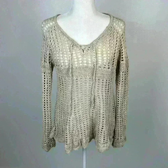 Love on a Hanger Cream Mesh Top/Cover Up Size L - Picture 1 of 9